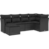 Image de vidaXL - 6-delige - Loungeset - met - kussens - poly - rattan - zwart