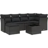 Image de vidaXL - 7-delige - Loungeset - met - kussens - poly - rattan - zwart