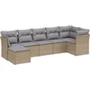 Image de vidaXL - 7-delige - Loungeset - met - kussens - poly - rattan - gemengd - beige