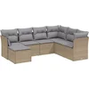Image de vidaXL - 7-delige - Loungeset - met - kussens - poly - rattan - gemengd - beige