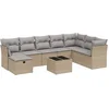 Image de vidaXL - 9-delige - Loungeset - met - kussens - poly - rattan - gemengd - beige