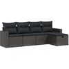 Image de vidaXL - 5-delige - Loungeset - met - kussens - poly - rattan - zwart