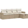 Image de vidaXL - 5-delige - Loungeset - met - kussens - poly - rattan - beige