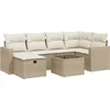Image de vidaXL - 7-delige - Loungeset - met - kussens - poly - rattan - beige