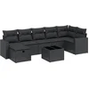 Image de vidaXL - 8-delige - Loungeset - met - kussens - poly - rattan - zwart
