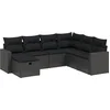 Image de vidaXL - 7-delige - Loungeset - met - kussens - poly - rattan - zwart