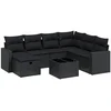Image de vidaXL - 8-delige - Loungeset - met - kussens - poly - rattan - zwart