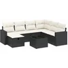 Image de vidaXL - 8-delige - Loungeset - met - kussens - poly - rattan - zwart