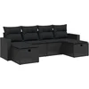 Image de vidaXL - 6-delige - Loungeset - met - kussens - poly - rattan - zwart