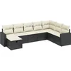 Image de vidaXL - 8-delige - Loungeset - met - kussens - poly - rattan - zwart