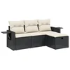 Image de vidaXL - 4-delige - Loungeset - met - kussens - poly - rattan - zwart
