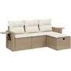 Image de vidaXL - 4-delige - Loungeset - met - kussens - poly - rattan - beige