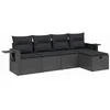 Image de vidaXL - 5-delige - Loungeset - met - kussens - poly - rattan - zwart
