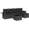 Image de vidaXL - 6-delige - Loungeset - met - kussens - poly - rattan - zwart