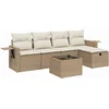 Image de vidaXL - 6-delige - Loungeset - met - kussens - poly - rattan - beige