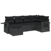 Image de vidaXL - 6-delige - Loungeset - met - kussens - poly - rattan - zwart