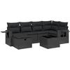 Image de vidaXL - 7-delige - Loungeset - met - kussens - poly - rattan - zwart