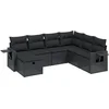 Image de vidaXL - 7-delige - Loungeset - met - kussens - poly - rattan - zwart
