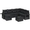 Image de vidaXL - 8-delige - Loungeset - met - kussens - poly - rattan - zwart