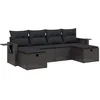 Image de vidaXL - 6-delige - Loungeset - met - kussens - poly - rattan - zwart