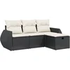 Image de vidaXL - 4-delige - Loungeset - met - kussens - poly - rattan - zwart