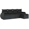 Image de vidaXL - 5-delige - Loungeset - met - kussens - poly - rattan - zwart