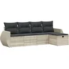 Image de vidaXL - 5-delige - Loungeset - met - kussens - poly - rattan - lichtgrijs