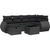 Image de vidaXL - 7-delige - Loungeset - met - kussens - poly - rattan - zwart