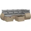Image de vidaXL - 7-delige - Loungeset - met - kussens - poly - rattan - gemengd - beige