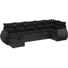 Image de vidaXL - 7-delige - Loungeset - met - kussens - poly - rattan - zwart