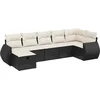 Image de vidaXL - 7-delige - Loungeset - met - kussens - poly - rattan - zwart