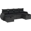 Image de vidaXL - 6-delige - Loungeset - met - kussens - poly - rattan - zwart