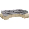 Image de vidaXL - 8-delige - Loungeset - met - kussens - poly - rattan - gemengd - beige