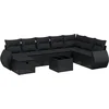 Image de vidaXL - 9-delige - Loungeset - met - kussens - poly - rattan - zwart