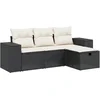 Image de vidaXL - 4-delige - Loungeset - met - kussens - poly - rattan - zwart