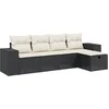 Image de vidaXL - 5-delige - Loungeset - met - kussens - poly - rattan - zwart