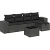 Image de vidaXL - 6-delige - Loungeset - met - kussens - poly - rattan - zwart