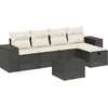 Image de vidaXL - 6-delige - Loungeset - met - kussens - poly - rattan - zwart