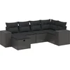 Image de vidaXL - 6-delige - Loungeset - met - kussens - poly - rattan - zwart