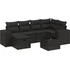 Image de vidaXL - 7-delige - Loungeset - met - kussens - poly - rattan - zwart
