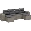 Image de vidaXL - 6-delige - Loungeset - met - kussens - poly - rattan - grijs