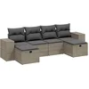 Image de vidaXL - 6-delige - Loungeset - met - kussens - poly - rattan - lichtgrijs