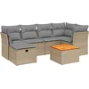 Image de vidaXL - 7-delige - Loungeset - met - kussens - poly - rattan - gemengd - beige
