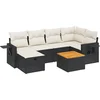 Image de vidaXL - 7-delige - Loungeset - met - kussens - poly - rattan - zwart