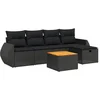 Image de vidaXL - 6-delige - Loungeset - met - kussens - poly - rattan - zwart