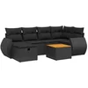 Image de vidaXL - 7-delige - Loungeset - met - kussens - poly - rattan - zwart