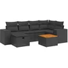 Image de vidaXL - 7-delige - Loungeset - met - kussens - poly - rattan - zwart