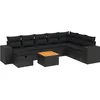 Image de vidaXL - 9-delige - Loungeset - met - kussens - poly - rattan - zwart