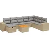Image de vidaXL - 9-delige - Loungeset - met - kussens - poly - rattan - gemengd - beige