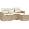Image de vidaXL - 4-delige - Loungeset - met - kussens - poly - rattan - beige